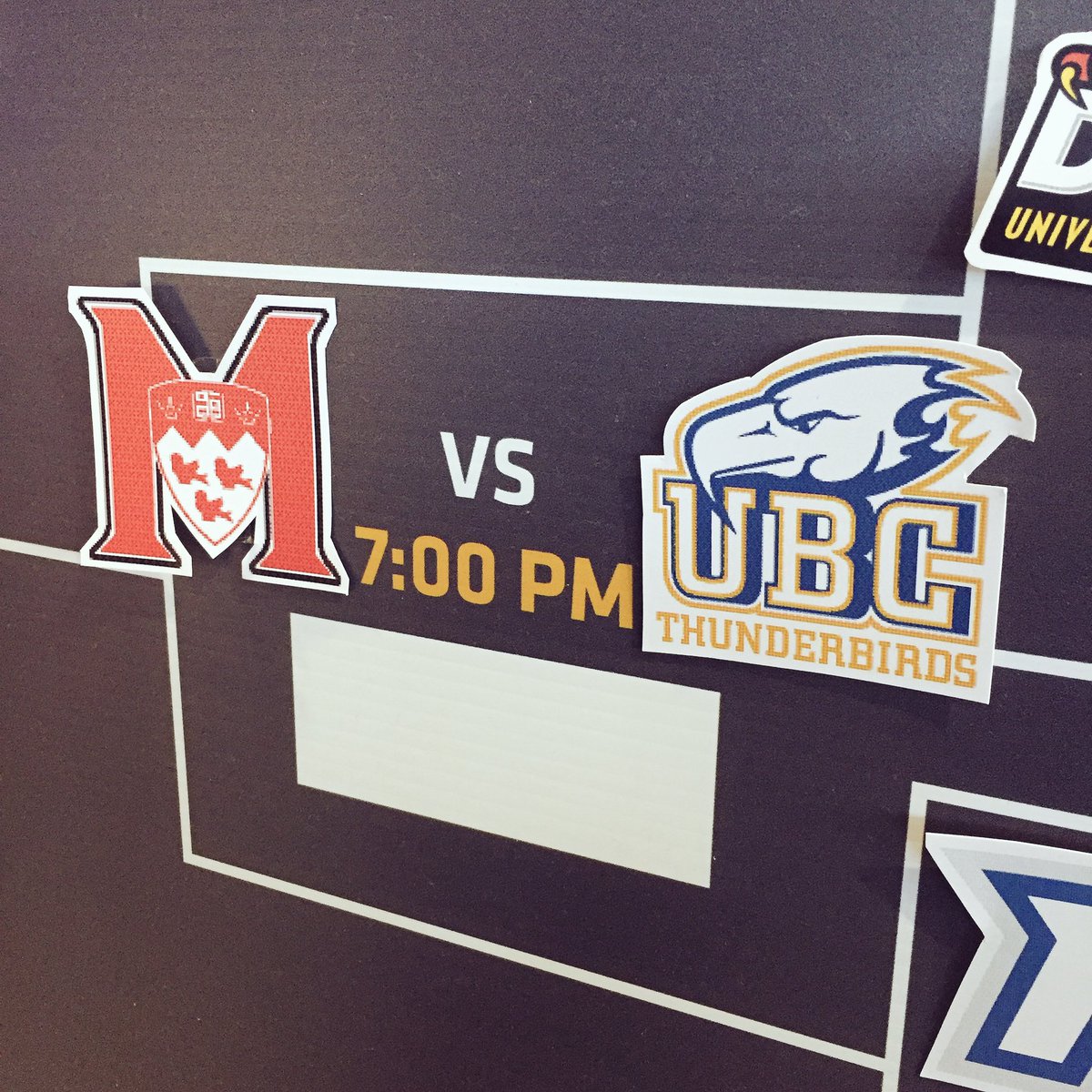 UbysseySports's tweet photo. The @ubctbirds Consolation B game against @McGillAthletics at 7! #fightforfifth #CISFinal8 #GoBirdsGo https://t.co/f7yNTN4jNH