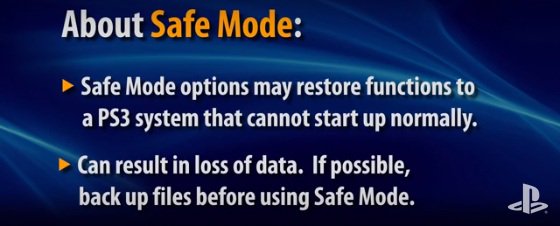 how to enter safe mode ps3