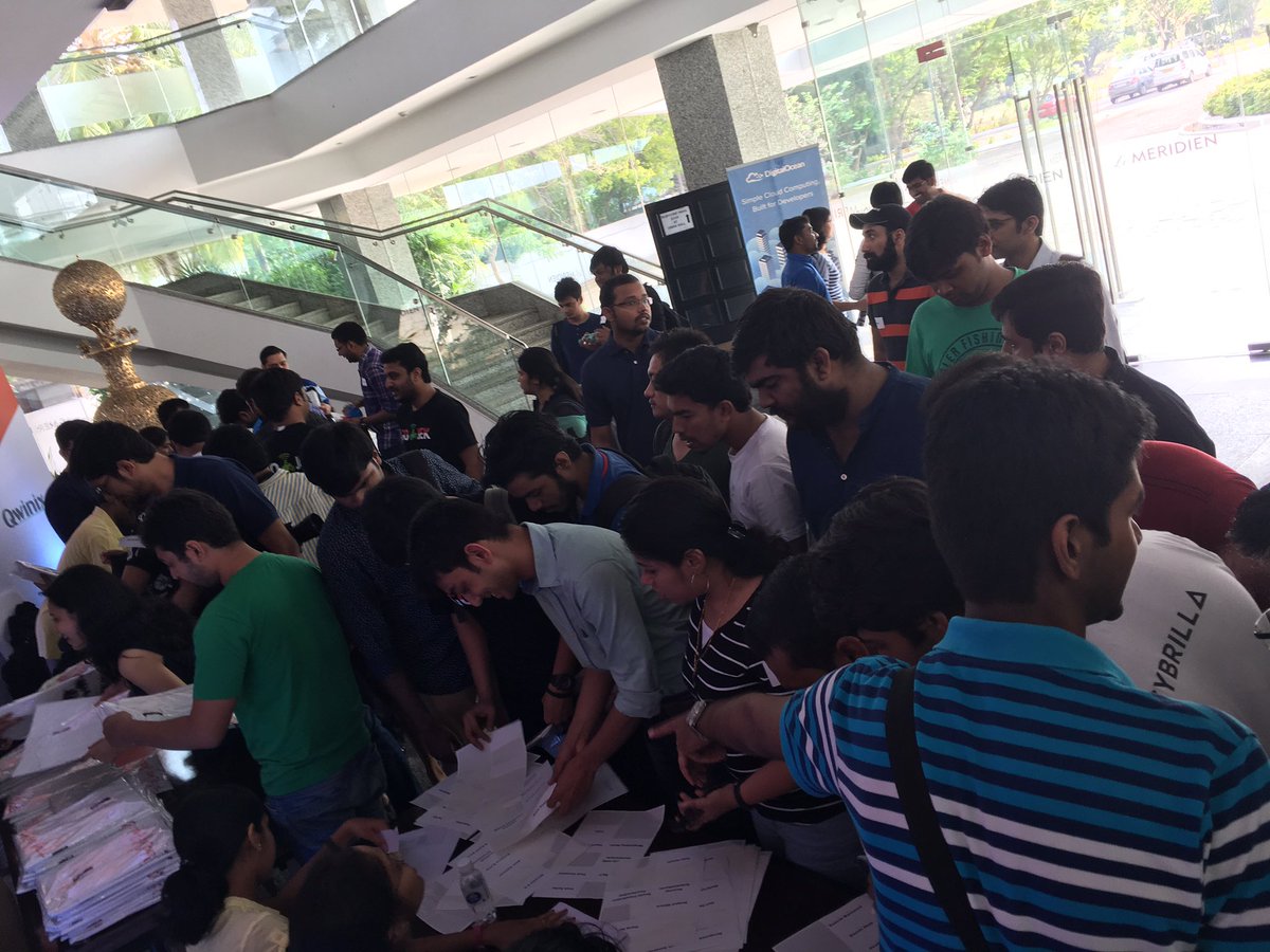 rubyconfindia's tweet photo. A big rush at registration is  always a good sign. https://t.co/Mr8DYHeYcN