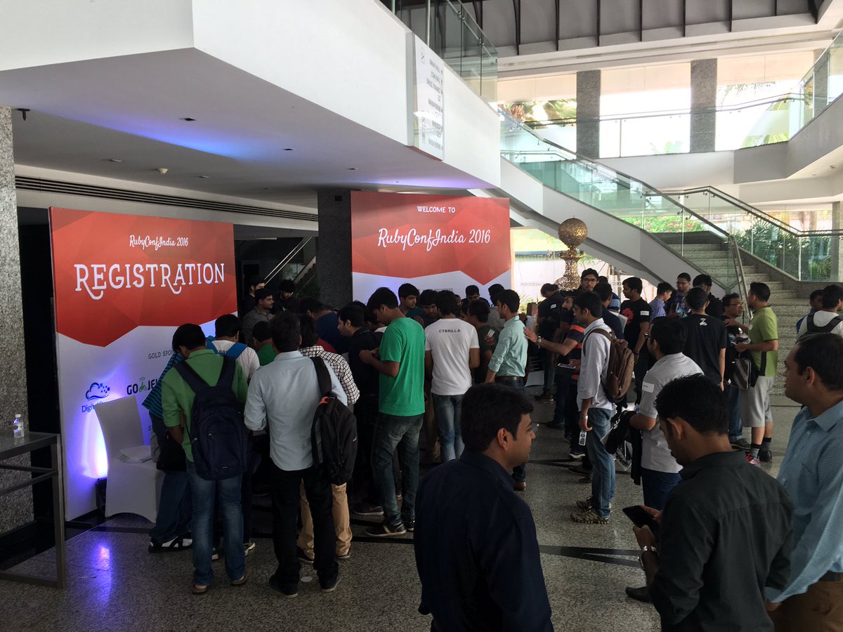 rubyconfindia's tweet photo. A big rush at registration is  always a good sign. https://t.co/Mr8DYHeYcN
