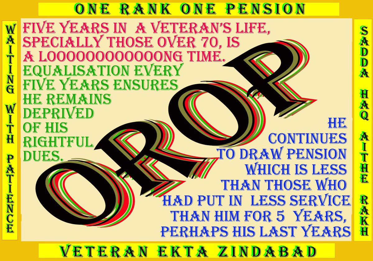 MissionOROP's tweet photo. #OROP This anomaly of 5 years equalization will deprive many a veteran of his rightful dues. Does d Govt realy care? https://t.co/zwJg0ETan3