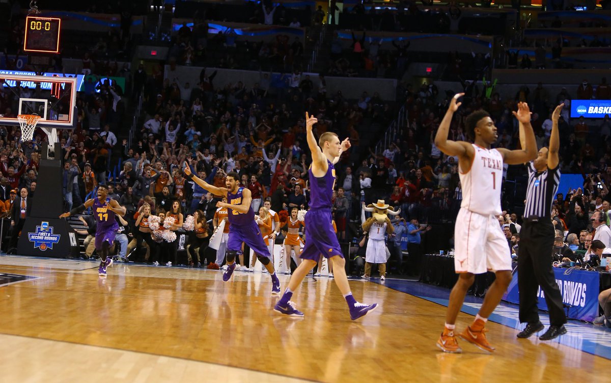 northerniowa's tweet image. The Panthers are headed to the Round of 32 after a Paul Jesperson half court buzzer beater sinks Texas! #UNIFight