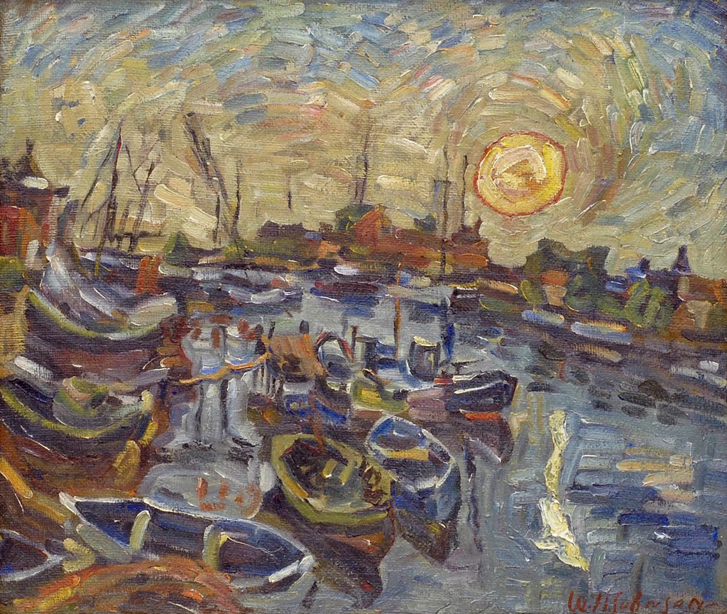 CatieConrad's tweet photo. I love #sunset—in nature & in #art! "Boats in the Harbor" by #SC native William H. Johnson @ #TheJohnsonCollection. https://t.co/r6ZbH2W8ZJ