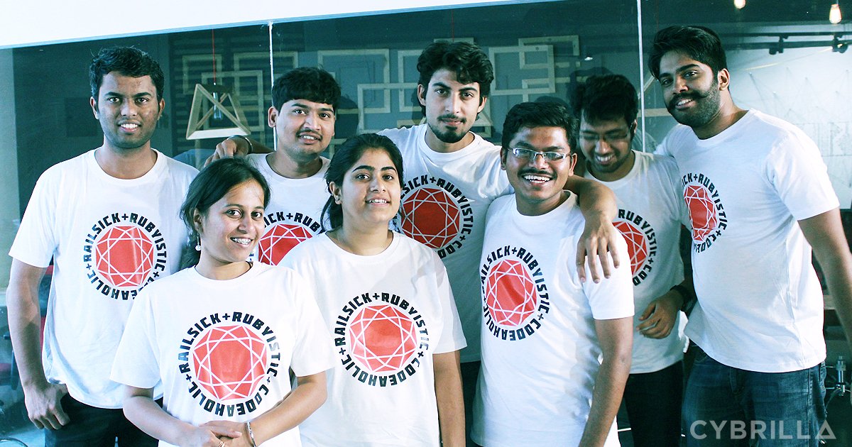 Cybrilla's tweet photo. Our Rubyist & these Tees r looking 4 u 2 say Hello. Participate by tweeting with @cybrilla #RubyConfIndia #RubyThing https://t.co/fMvjeOP2gJ