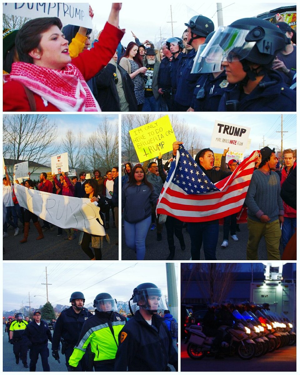 DavisNewsPhotos's tweet photo. #Trump protest and rally in SLC. I commend the people in attendance, and the respectable police officers. #utpol https://t.co/yQI7grdkhZ