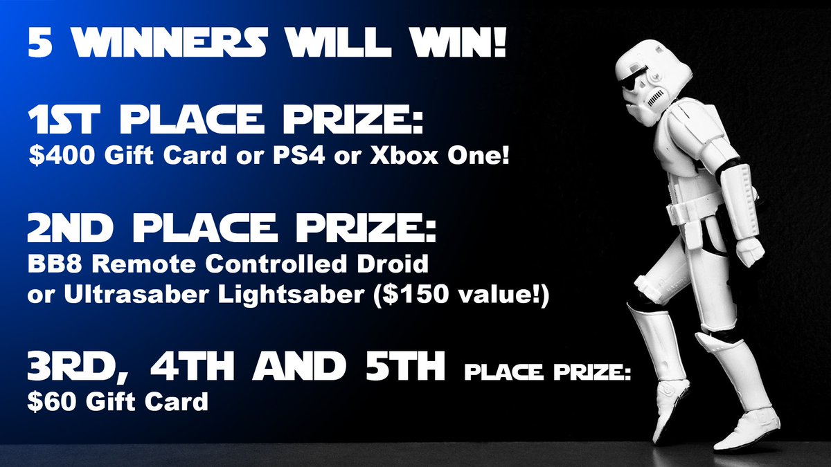 theStarWarsHQ's tweet image. RETWEET this tweet &amp;amp; follow us on Twitch.tv/StarWarsHQ to enter into $400 gift card / PS4 / Xbox One giveaway!