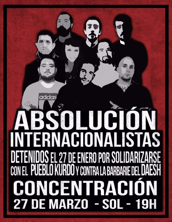 Concentración el #27M a las 19h en Sol para exigir absolución para @detenidos27E #Solidaridad #Amnistía