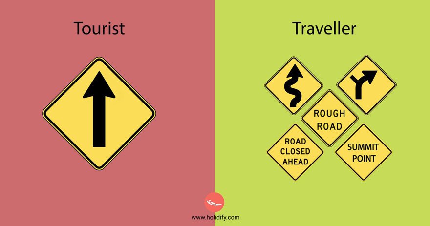 GojiBackpacker's tweet photo. Tourist vs. Traveller (1/3)
source: holidify https://t.co/k8V8tZHOdt