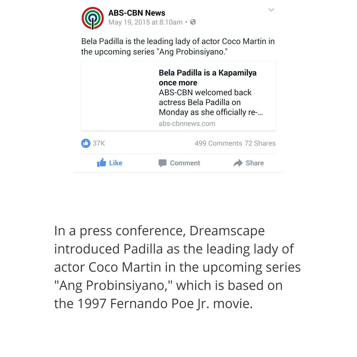 cocobelhero's tweet photo. Sa mga nagsasabing hindi LL si @padillabela .Leading lady po siya. ABS-CBN mismo nagsabi😍😍 @belavers @DreamscapePH https://t.co/uGsdyZhxdG
