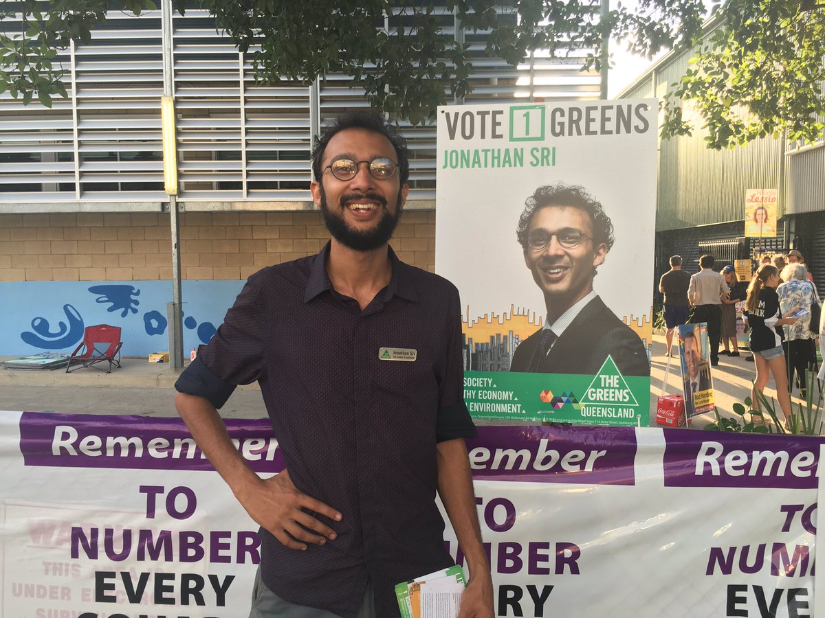 fel_caldwell's tweet image. Greens candidate for The Gabba @jonathan_sri says the mood has been very positive today #bnevotes #questforbrisbane