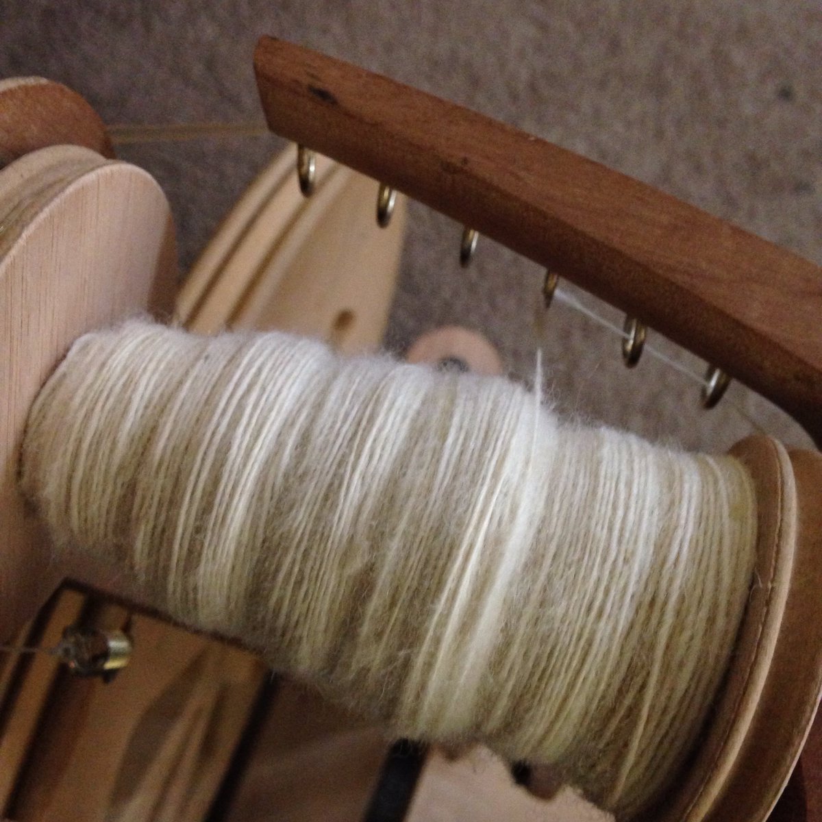 RCozyKnits's tweet photo. #handspinning my #tuniswool that I have #handcombed . More to come! #wool #rcozyknits https://t.co/Kum6wbi4IN