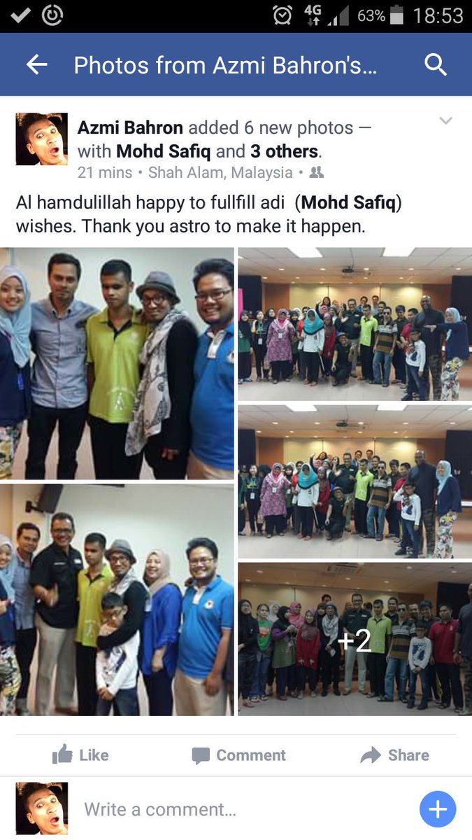 azmibahron's tweet photo. Happy to fullfill adis wishes. Thank you malaysian association of blind people. Thank you astro. https://t.co/f5eNgiFK5L