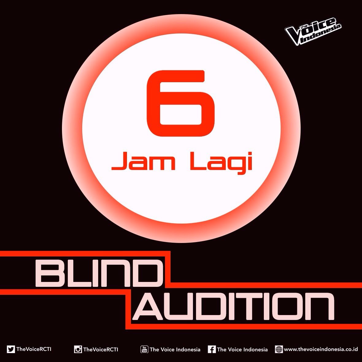 TheVoiceGTV's tweet photo. 👏🏻 Finally! 6 Jam lagi Blind Audition The Voice Indonesia akan kembali tayang hanya di @officialrcti #THEVOICEID ✌️ https://t.co/s9LDnhseLa