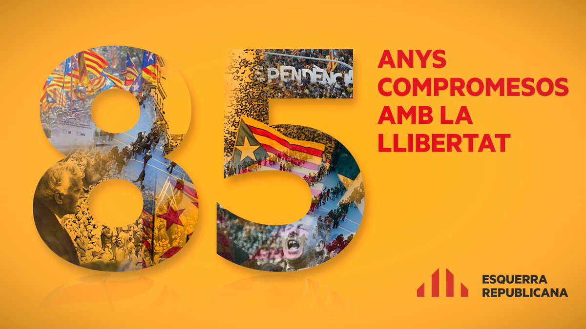 Avui celebrem el 85è aniversari d'Esquerra Republicana. Seguim endavant, guanyem la #RepúblicaCatalana! #85anysERC