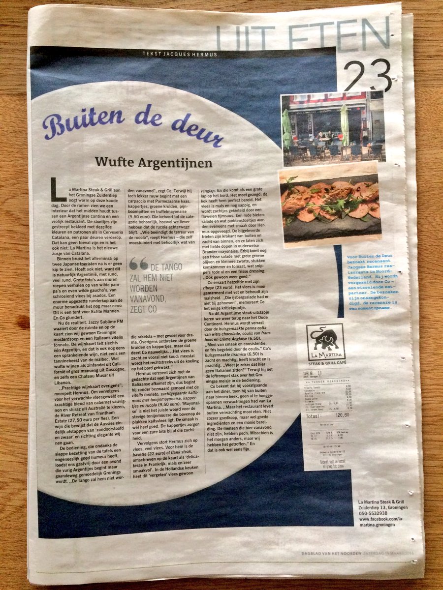 KoosvanMil's tweet image. Een hele goede recensie van Hermus&amp;amp;Co in @dvhn_nl voor @La Martina Steak&amp;amp;Grill Zuiderdiep 13 @groningennu