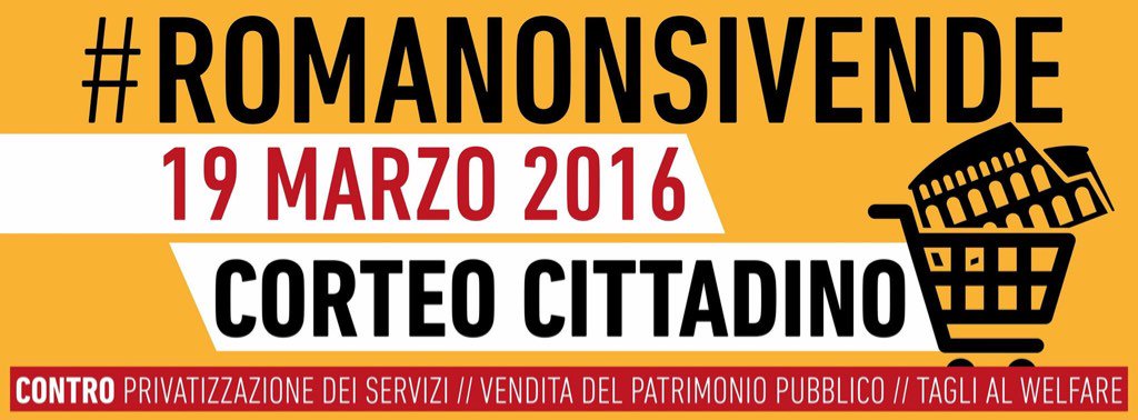 #RomaNonSiVende . Oggi tutti in piazza per la difesa della nostra città e dei nostri spazi. Siamo disposti a tutto
