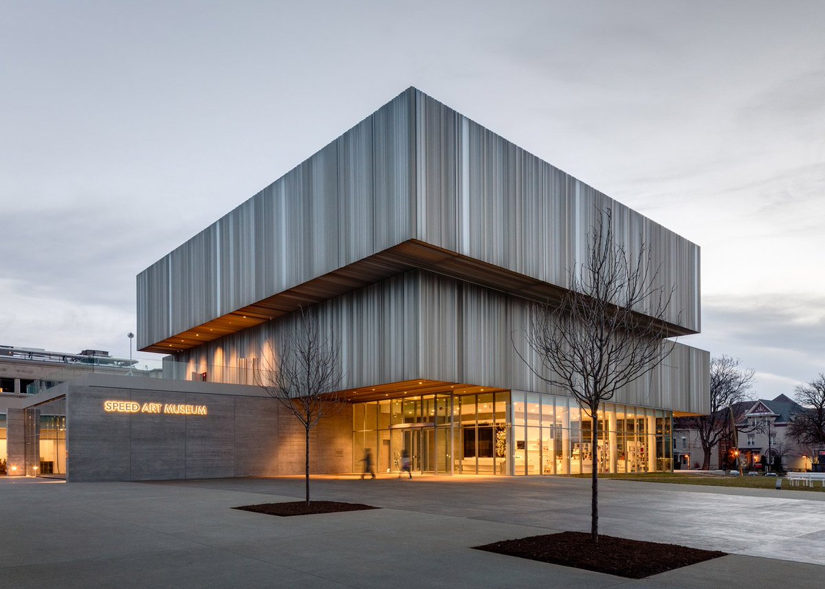 dezeen's tweet photo. WHY expands Louisville's Speed Art Museum with a corrugated metal facade: https://t.co/wg35Nnq1Ec https://t.co/IfwNFdISTJ