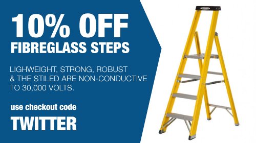 10% discount on <a href="/WernerLadderUK/">WernerLaddersUK</a> <a href="/LyteLadders/">Lyte Ladders & Towers</a> #Fibreglass Steps!  ow.ly/ZHblE