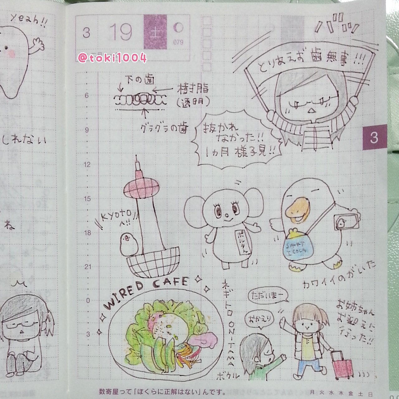 とき Twitterissa とりあえず歯無事 ほぼ日手帳 ほぼ日 手帳 コミックエッセイ 絵日記 えにっき 絵 イラスト エッセイ イラスト基地 イラストの森 京都タワー ポルタん 京都 Wiredcafe カフェ Cafe T Co 7oephwhbcj Twitter