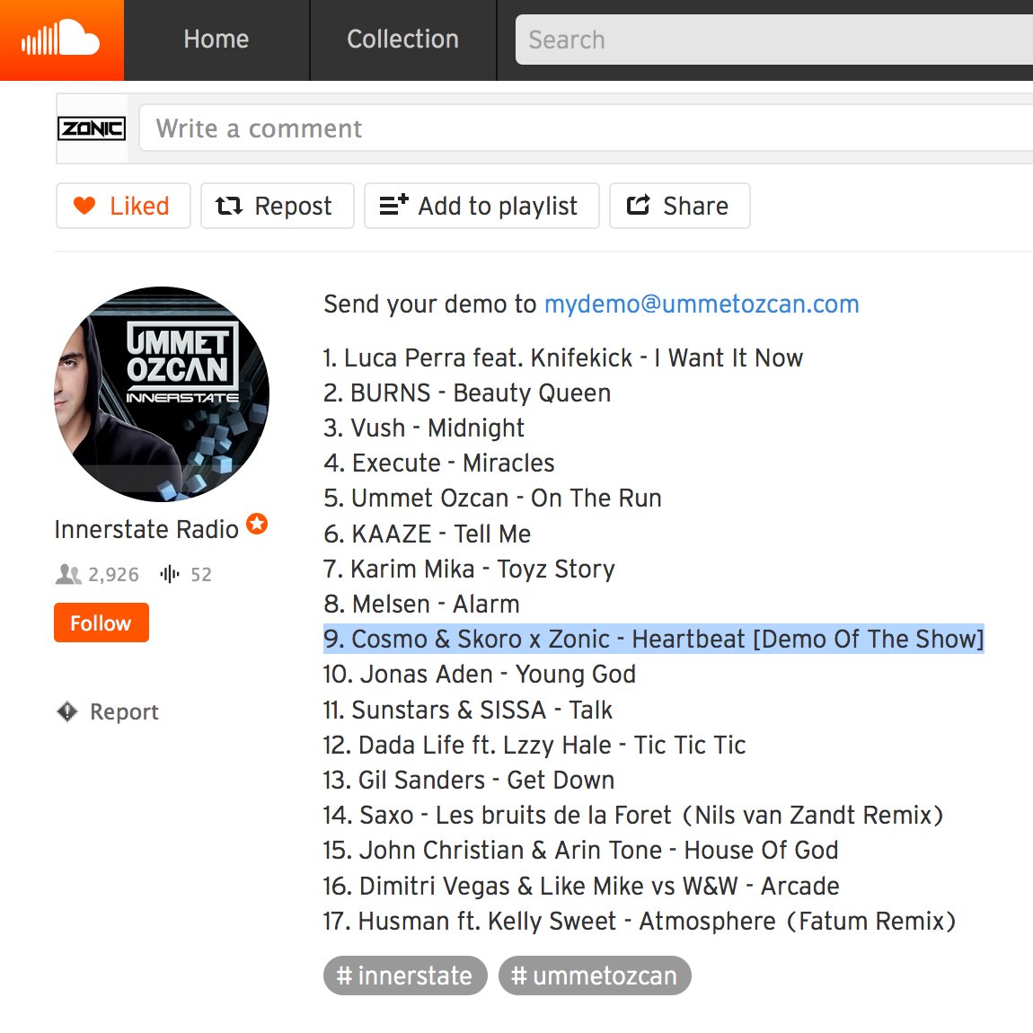 iamZONIC's tweet photo. Premier new track @CosmoSkoro x @iamZONIC - Heartbeat in radioshow @UmmetOzcan - Innerstate. Thx man for support! https://t.co/XXR1Akg907