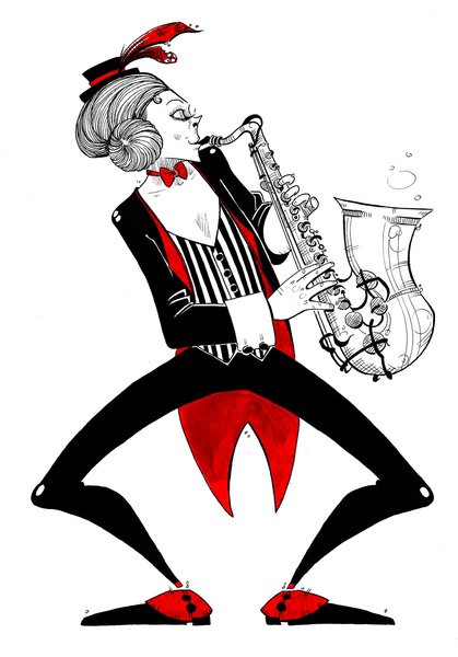 ClaudiaCalvisi's tweet photo. #Jazz mood. #ink #illustration #music #buskers https://t.co/UEZO7HIjCu