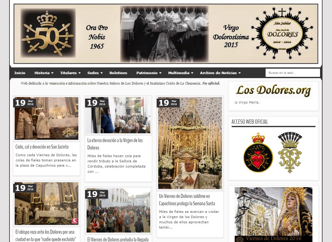 Disponible en losdolores.org los artículos de prensa publicados hoy con motivo del Viernes de Dolores 2016