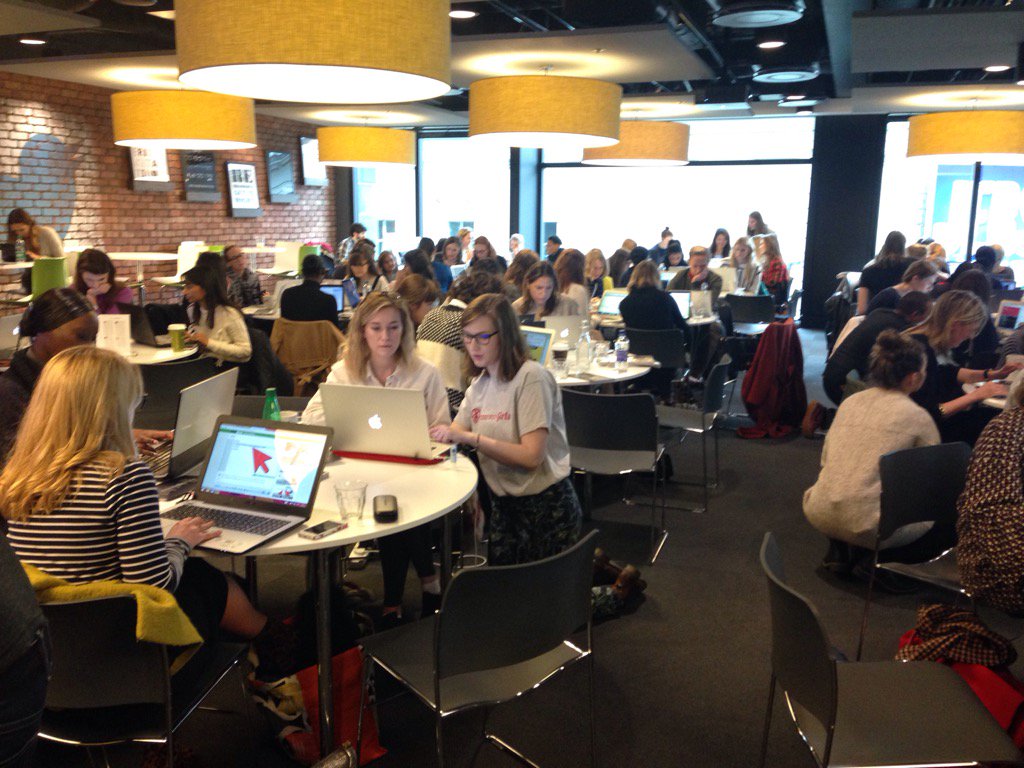 CodeFirstGirls's tweet photo. Our instructors are hard at work teaching our new #coders @elleuk @TwitterUK #thisgirlcodes https://t.co/wzQdmJSxwW