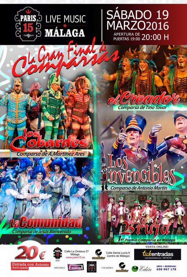 Carnavaladictos's tweet photo. HOY
@ComparsaAres 
@comparsatino 
@Bienvenido_es 
@ComparsadeAM 
@ComparsaErDito 
en Málaga
https://t.co/U3vWOfBbZ3 https://t.co/NMHnihpr5u