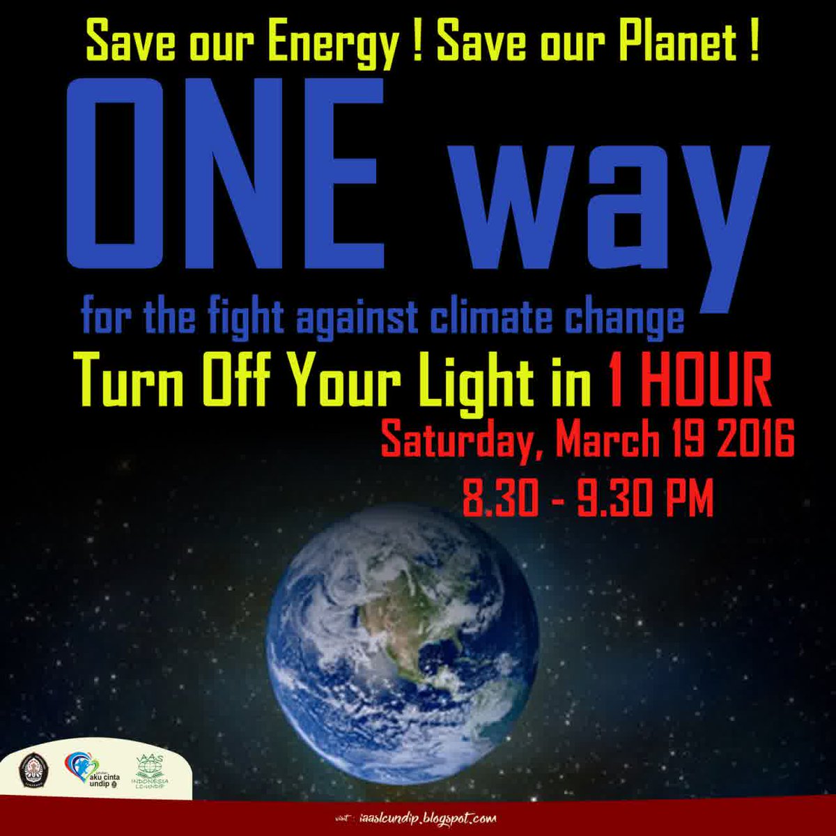 One way for the fight againts climate change. Turn off your light for one hour!
#SaveTheWorld #EarthHour2016