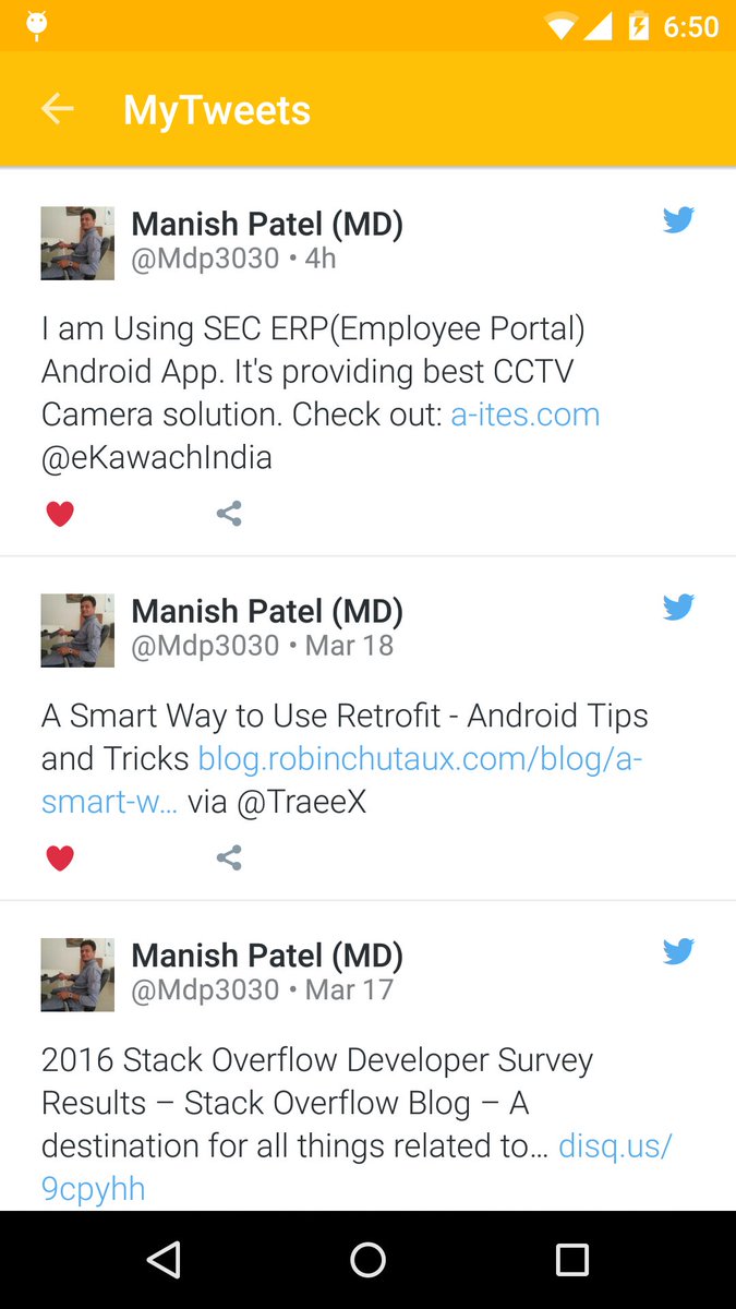 Mdp3030's tweet photo. So take a first look in #MyOwnTwitter #application in #Android by using #Retrofit2 and #TwitterAPI2.2 an @twitterapi https://t.co/G9aOFm9QAW