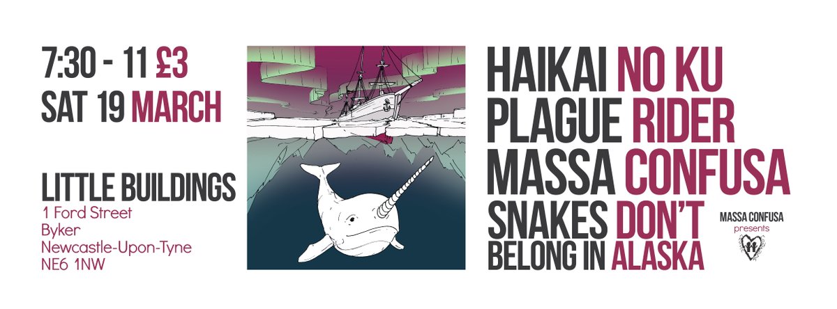BYO drinks £3 / 8:10-8:40 <a href="/sdbia_psych/">SDBIA</a> 8:50 - 9:20 <a href="/massa_confusa/">Massa Confusa</a> 9:30-10 Plague Rider 10:10-10:40 HAIKAI NO KU