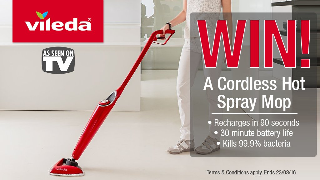 Be sure to enter our competition to win this <a href="/ViledaUk/">Vileda UK</a> cordless hot spray mop! Follow us <a href="/HughesDirect/">Hughes</a> &amp; RT 🍀🎁
