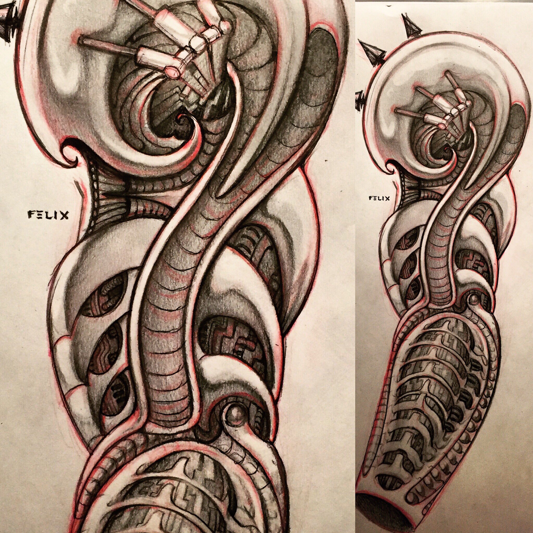 biomechanical arm drawings