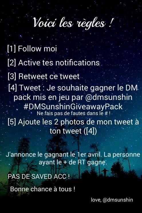 Auxanou's tweet photo. Je souhaite gagner le DM. Pack mis en jeu par @dmsunshin 
#DMSunshinGiveawayPack 
Alors pls RT 😘😍 https://t.co/JpzzrJuFjb