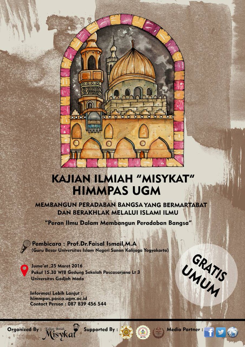 Mark your calendar | Kajian Ilmiah "MISYKAT" HIMMPAS UGM 》Peran Ilmu dalam Membangun Peradaban Bangsa《