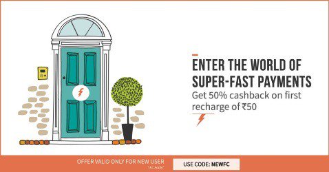 PromoCodeTricks's tweet image. #FreeCharge - Get 50% cashback on Rs 50 Recharge (For New Users) promocodetricks.com/freecharge-50-…