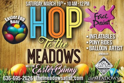 Hop to the Meadows to meet the Easter Bunny! From 10AM-12PM today we will have inflatables, balloon artists, &amp; more!