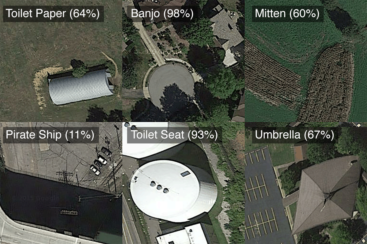 kcimc's tweet photo. this is what a neural net sees when it looks at satellite images. wip with @golan @workergnome https://t.co/IdrCly9KVQ