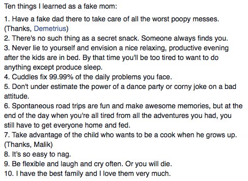 BayAnn88's tweet photo. 10 things I learned from my #fakemomlife https://t.co/zghpuJrm3Y