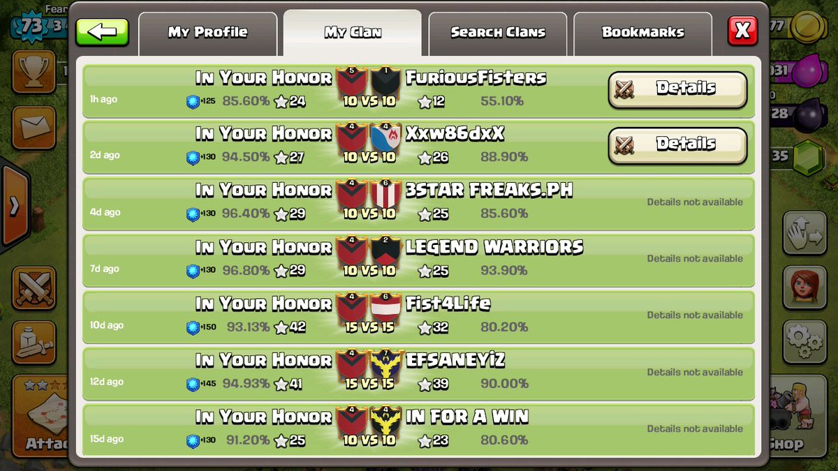 COCInYourHonor's tweet photo. Another win for In Your Honor! That's 7 in a row now. #8LCUPRR2 #ClashOfClans https://t.co/VRAsch5VUI