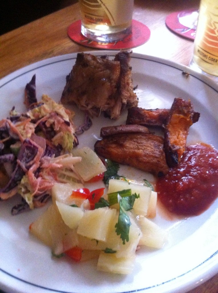NorthStaffsHC's tweet photo. The final day of M2 #Teas finishes with Jerk Pork, pineapple salsa, sweet potato. @Ratemyteas #CTWM https://t.co/qr0ZDgJyR1
