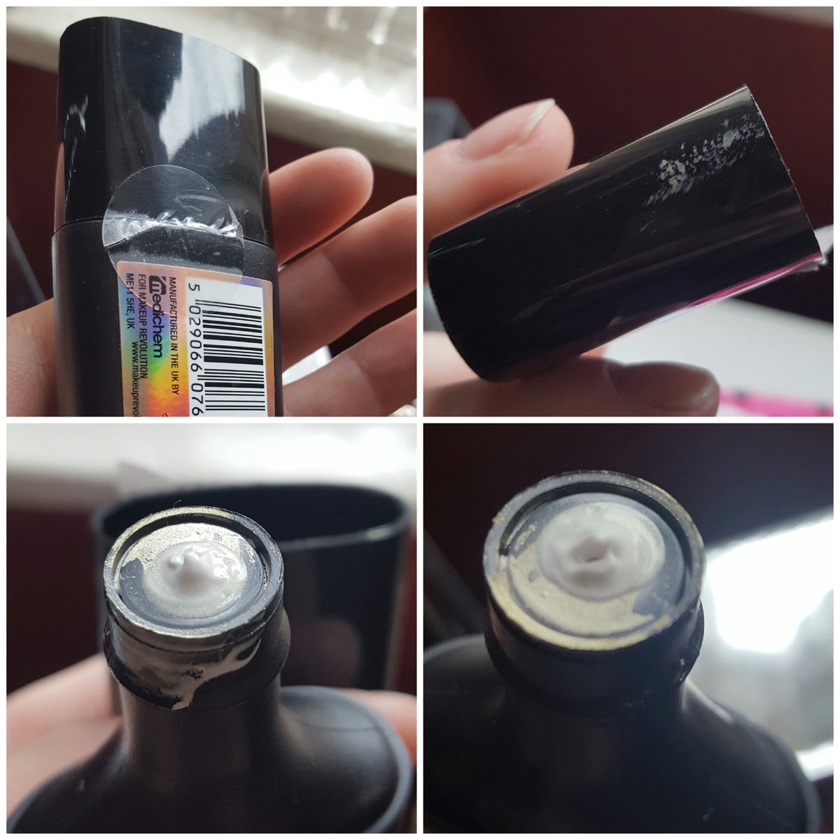 AllanaBerry's tweet photo. Postman just dropped off my order from @MakeupRVLTN not happy at all. The seal has been broken and the product used😟 https://t.co/rQ33zhqgfR