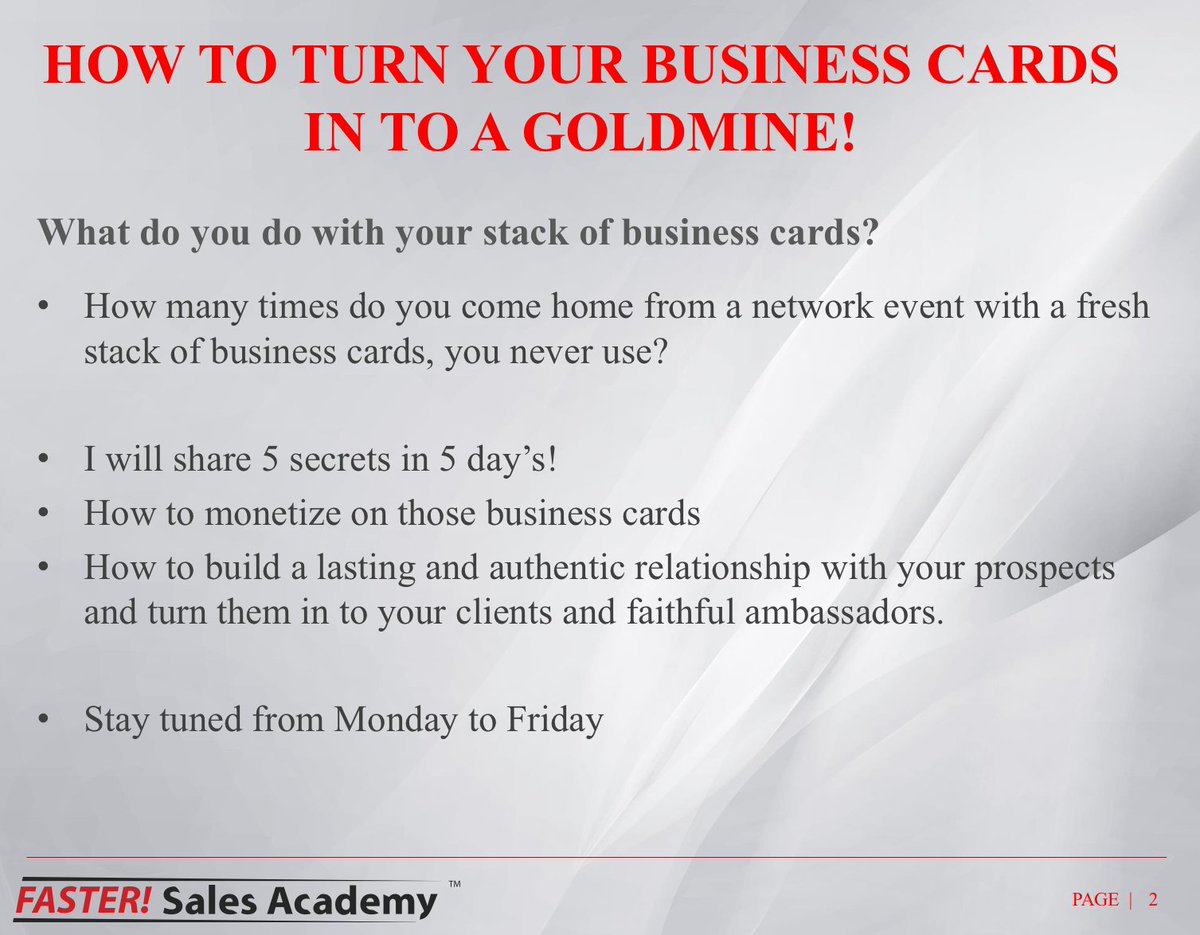 What do you do with your stack of business cards?
I will share my insights coming week!