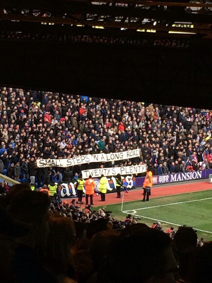 AwayDays_'s tweet image. Palace fans banner on the new rule about £30 for an away ticket. "Small steps on a long road".