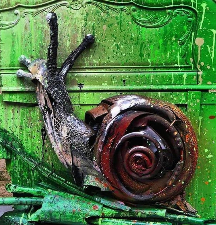 We love this! Street Art out of recycled trash by Bordalo II MT <a href="/GoogleStreetArt/">Street Art</a> #art #mural #graffiti #streetart