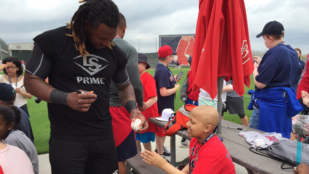 RedSox's tweet photo. Today the #RedSox are celebrating Jimmy Fund Day! We're kicking off the afternoon with a meet and greet! https://t.co/RduuDhVkbG