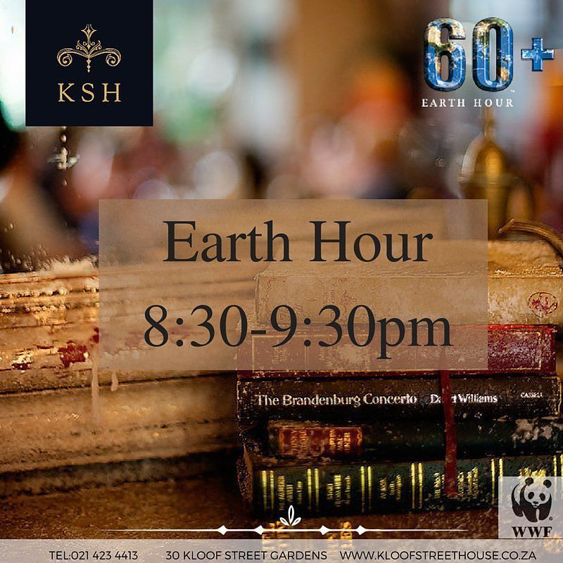 KloofStrHouse's tweet photo. We are excited to be apart of Earth Hour tonight from 8:30-9:30pm.
#yourpower #kloofstreethouse #earthhour #earthh… https://t.co/CMG4SStOSk