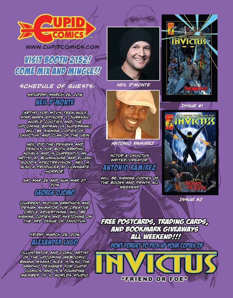 neildmonte's tweet photo. Come down. ONE of three appearances ALL YEAR! #WonderCon #Comic_Con #lionsgatehorror #Blumhouse #CupidComics #Marvel https://t.co/VtJenbE7AA