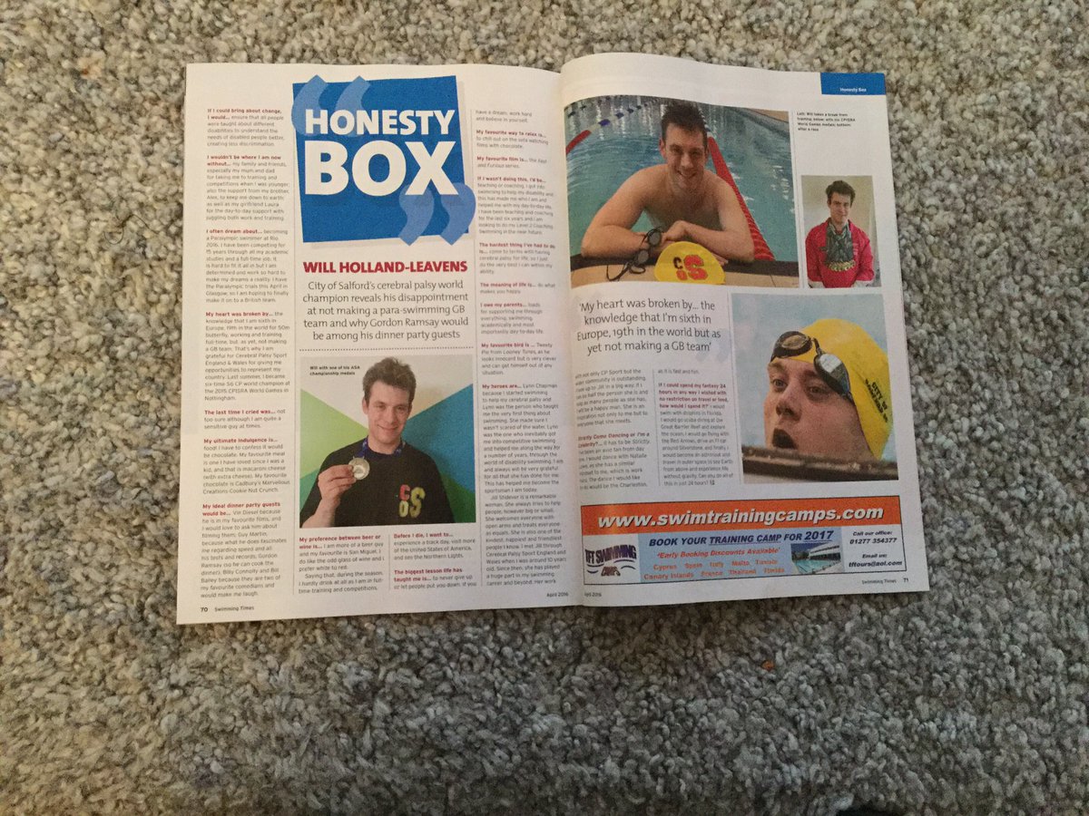 I have made it into the swimming times <a href="/swimmingtimes/">SwimmingTimes</a> <a href="/PrideofSport/">Pride of Sport</a> <a href="/CoSalfordSwim/">Co Salford Swimming</a> @SalfordFDNTrust <a href="/Eng_Dis_Sport/">EFDS</a>