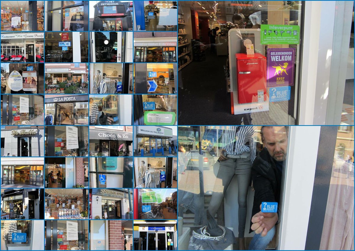 Geslaagde stickeractie #Barneveld. 25 winkeliers nu BlueAssist vriendelijk. Herkenbaar door sticker deur/etalage.